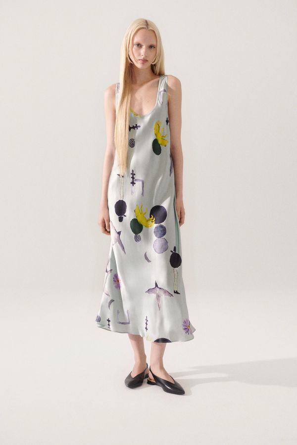 Silk Laundry SCOOP NECK DRESS - PROTECTION