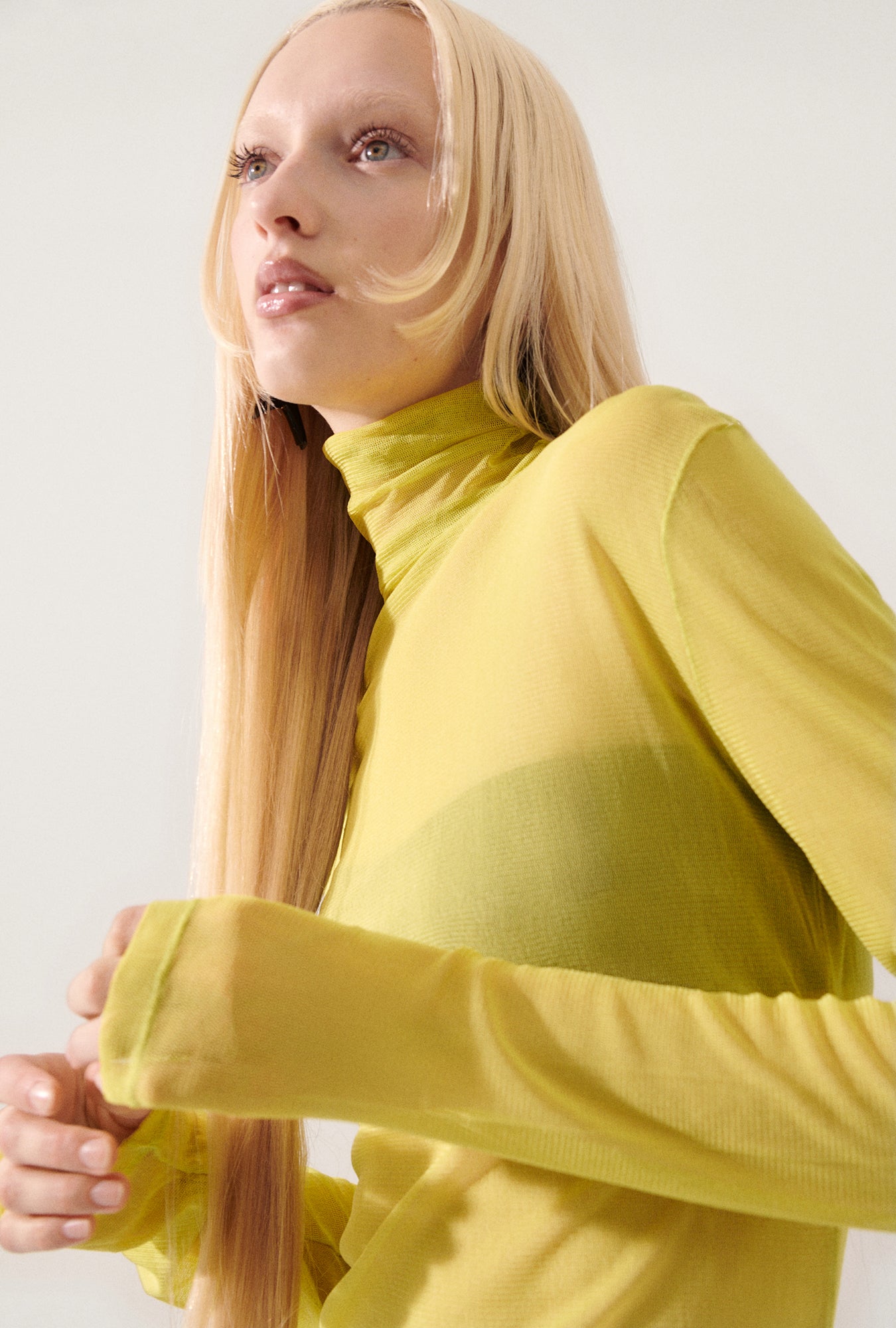 Silk Laundry SILK MESH TURTLENECK - ABSINTHE | Garmentory
