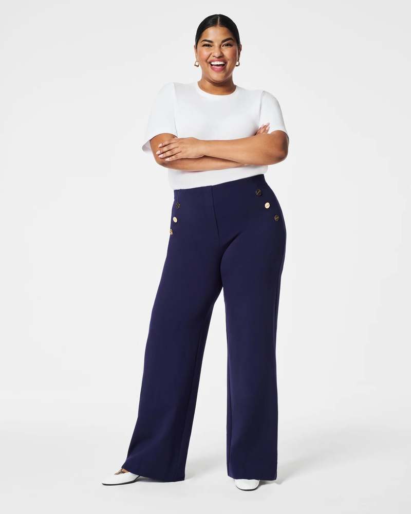 Spanx The Perfect Button Wide Leg Pant - Lapis Blue | Garmentory