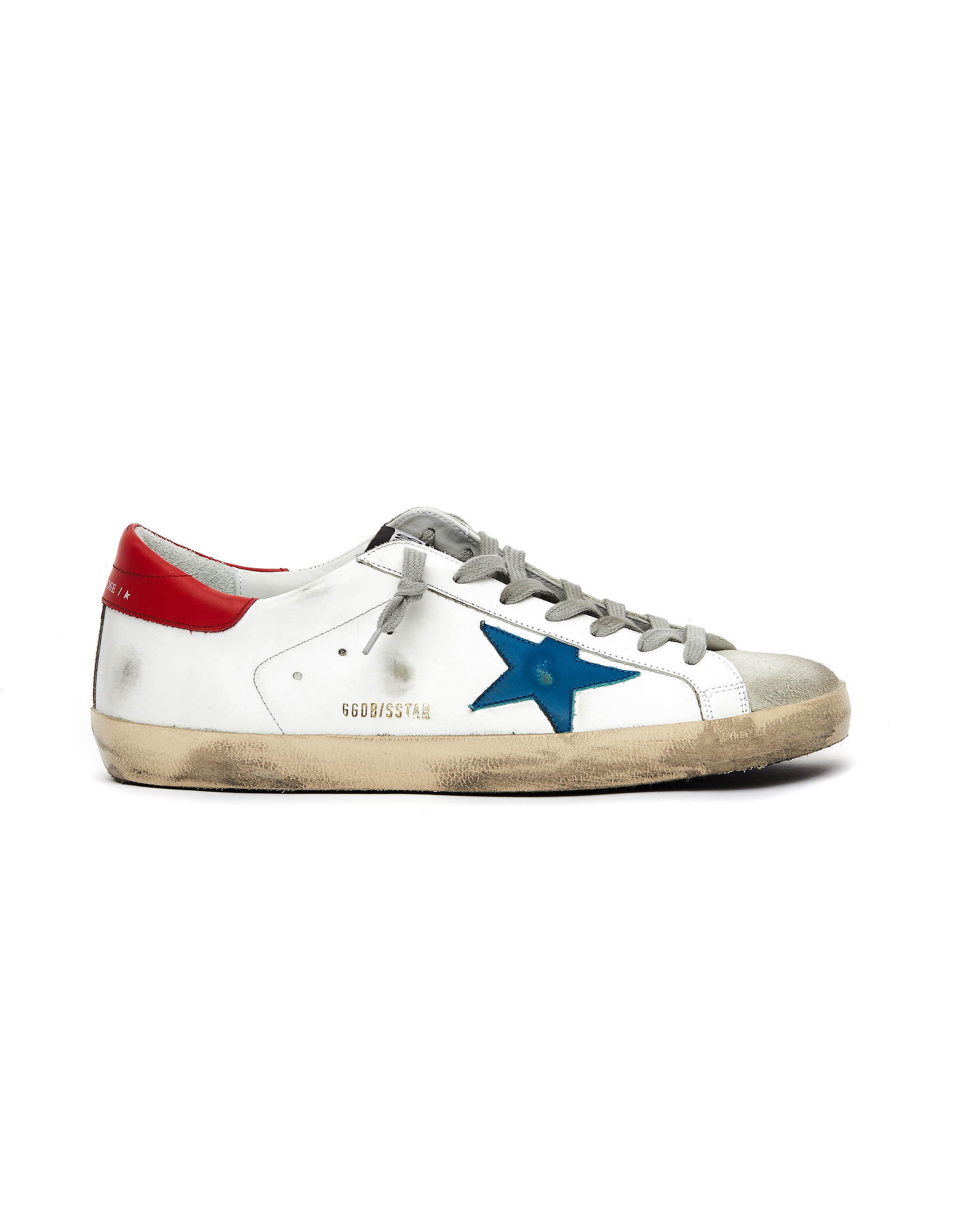 関税込☆Golden ★SUPERSTAR SUEDE TAP RED STAR SNEAKERS Golden Goose Super-Star with red suede star and green