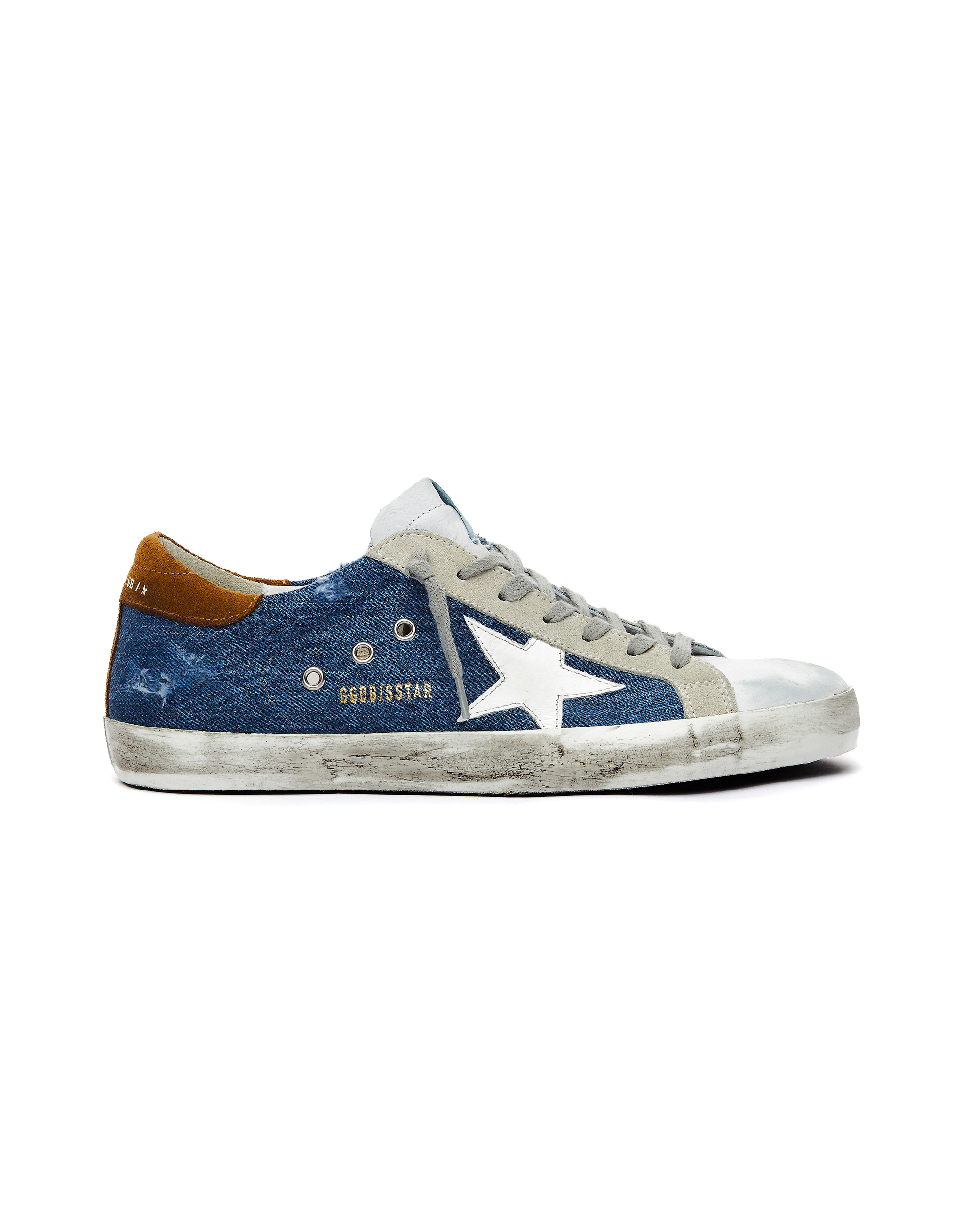 Golden Goose Deluxe Brand Blue Denim Leather Superstar Sneakers