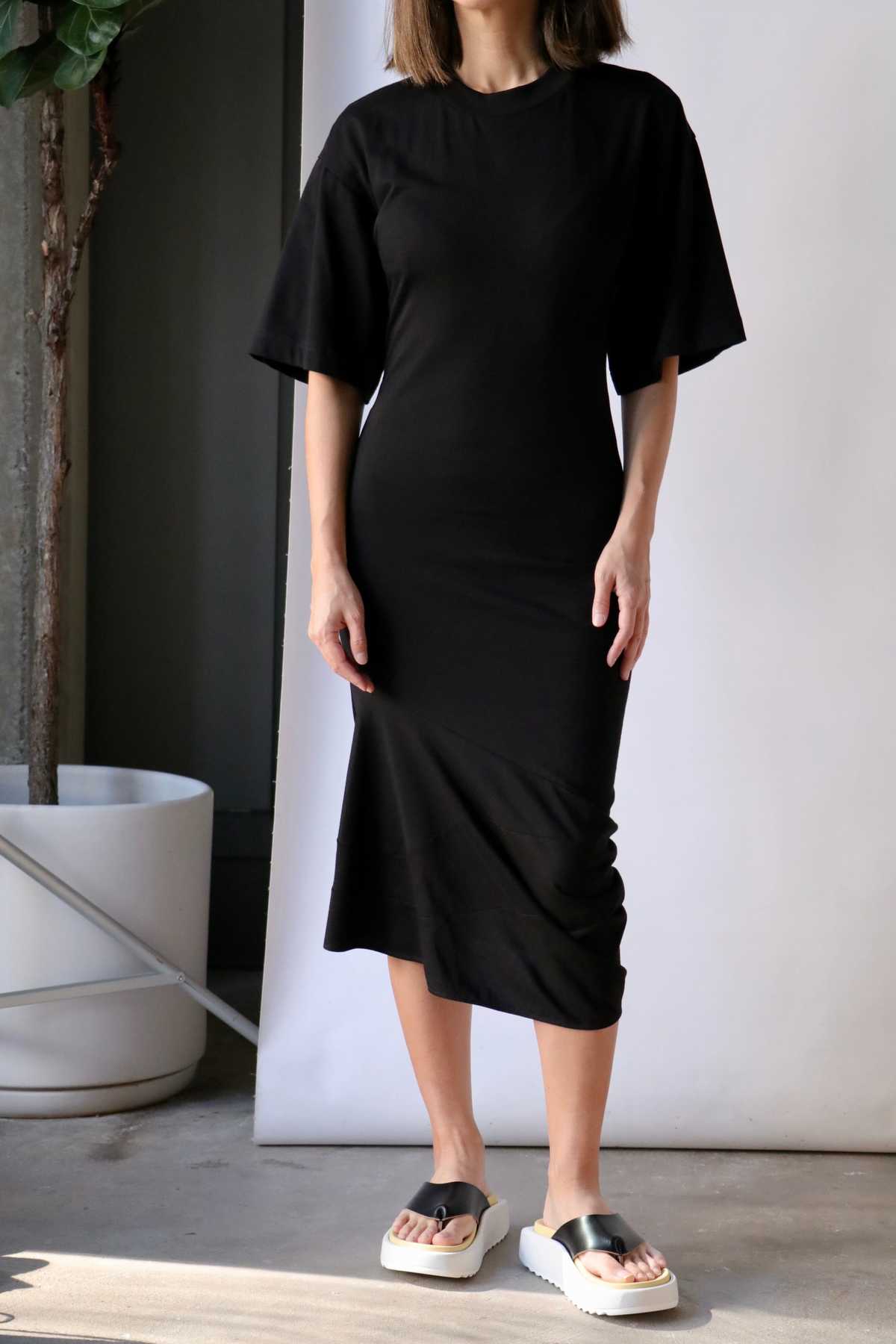 knee length dresses for ladies Spruce Sleeveless Slinky Jersey Midi Dress With Cowl Neck main image 0