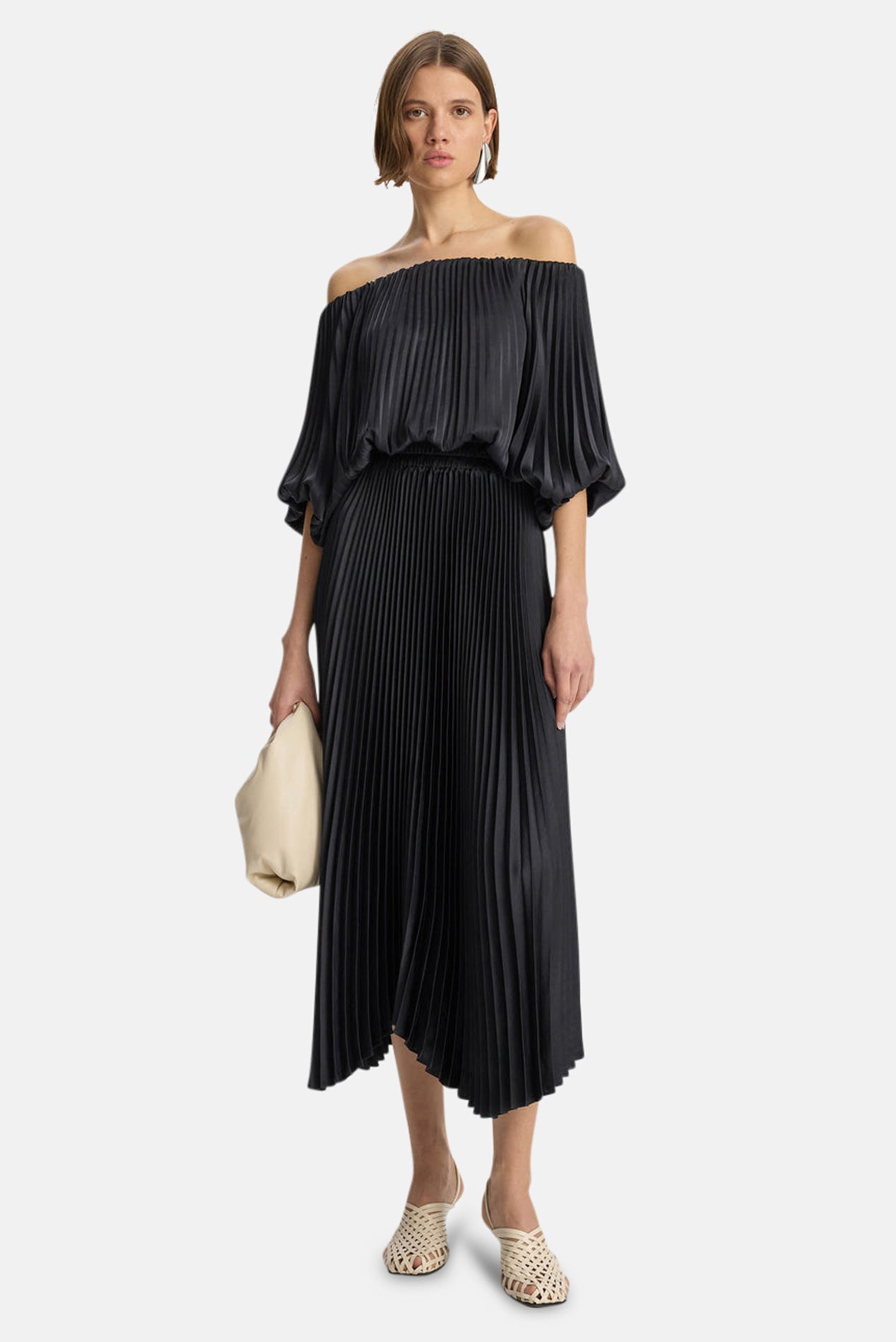 open lace back dress Sweet On You Satin Pleated Mini Dress in Black M / Black