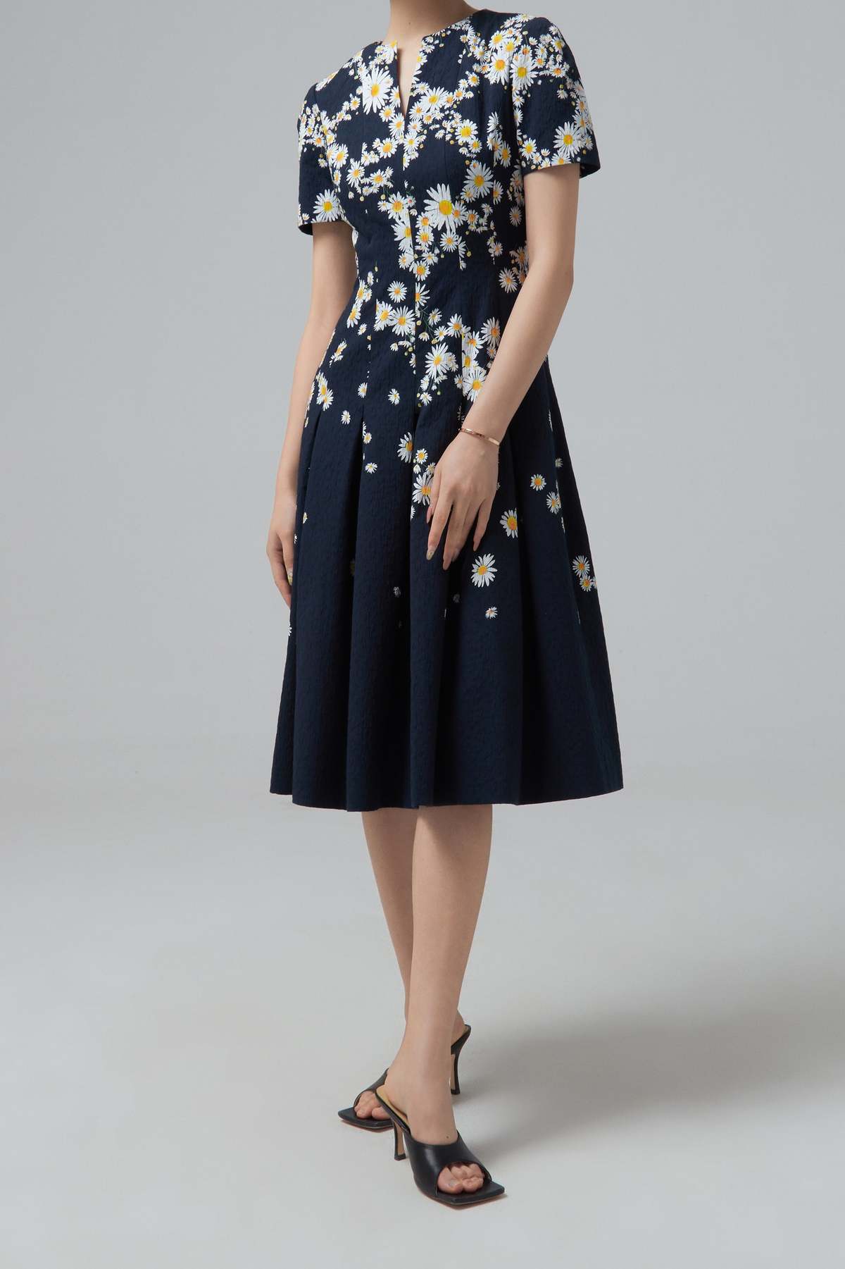 oscar de la renta LADIES WOVEN DRESS - NAVY MULTI | Garmentory