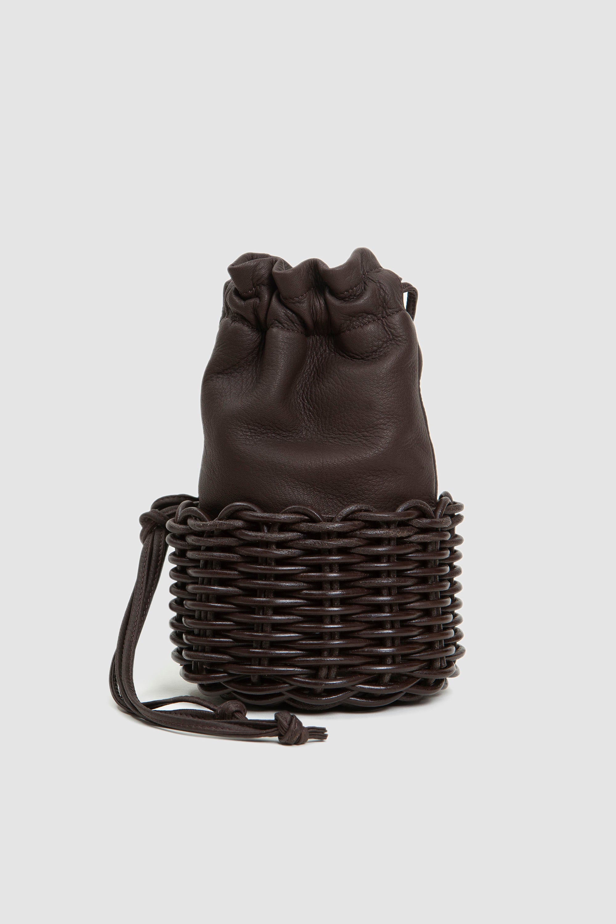 CristaSeya Leather Basket Small Bag - Dark Brown | Garmentory