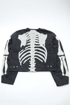 Kapital 14oz Denim Motocross BONE Jacket - Black | Garmentory