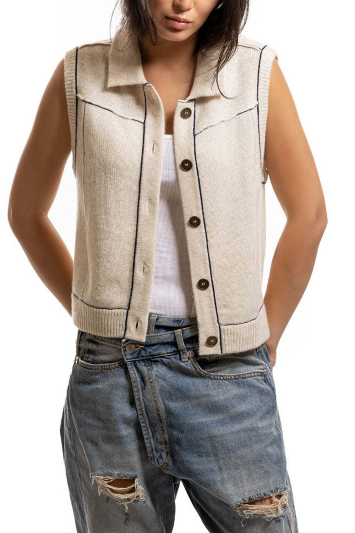 Paychi Guh Jean Vest - Natural - Image 1 of 2