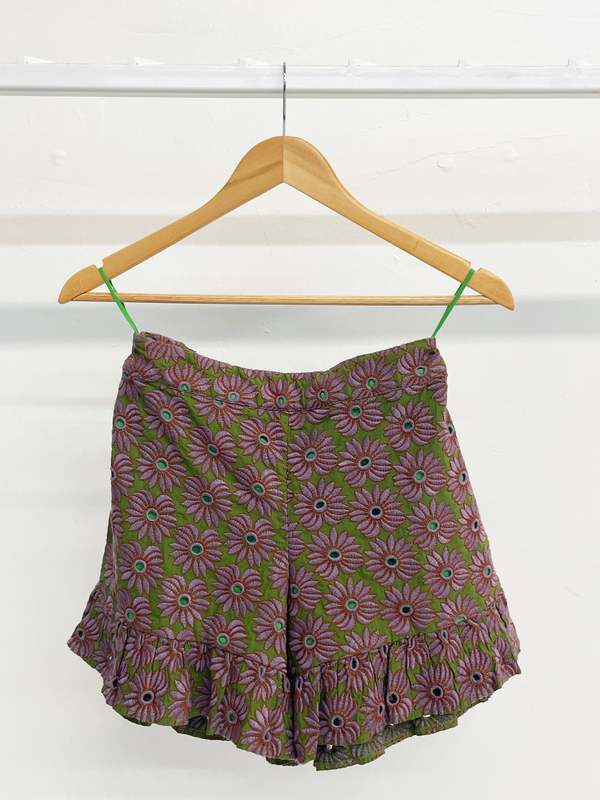 Abacaxi Banana Eyelet Ruffle Shorts - Multi