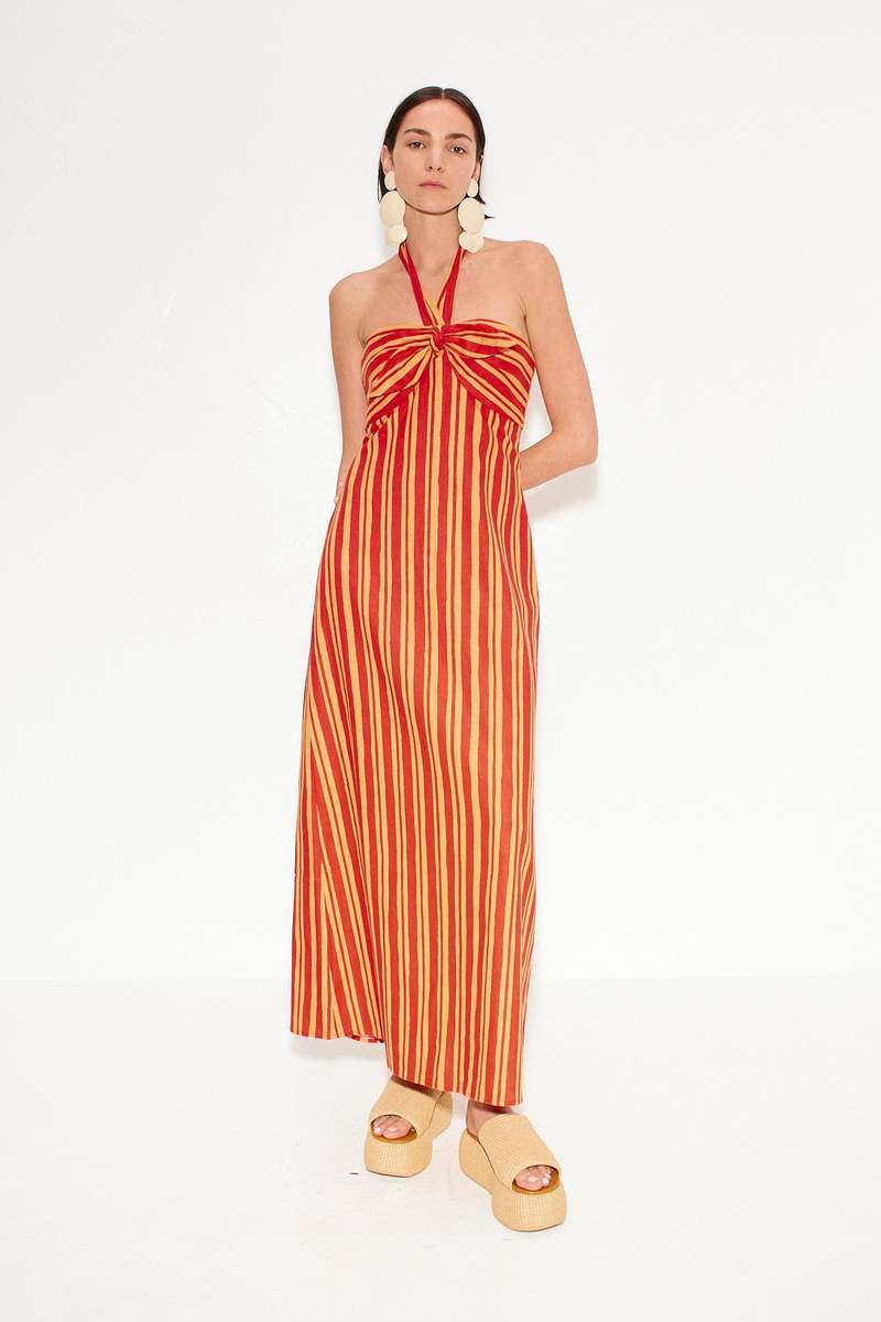 chinese dress ladies Linen Stripe Dress main image 1