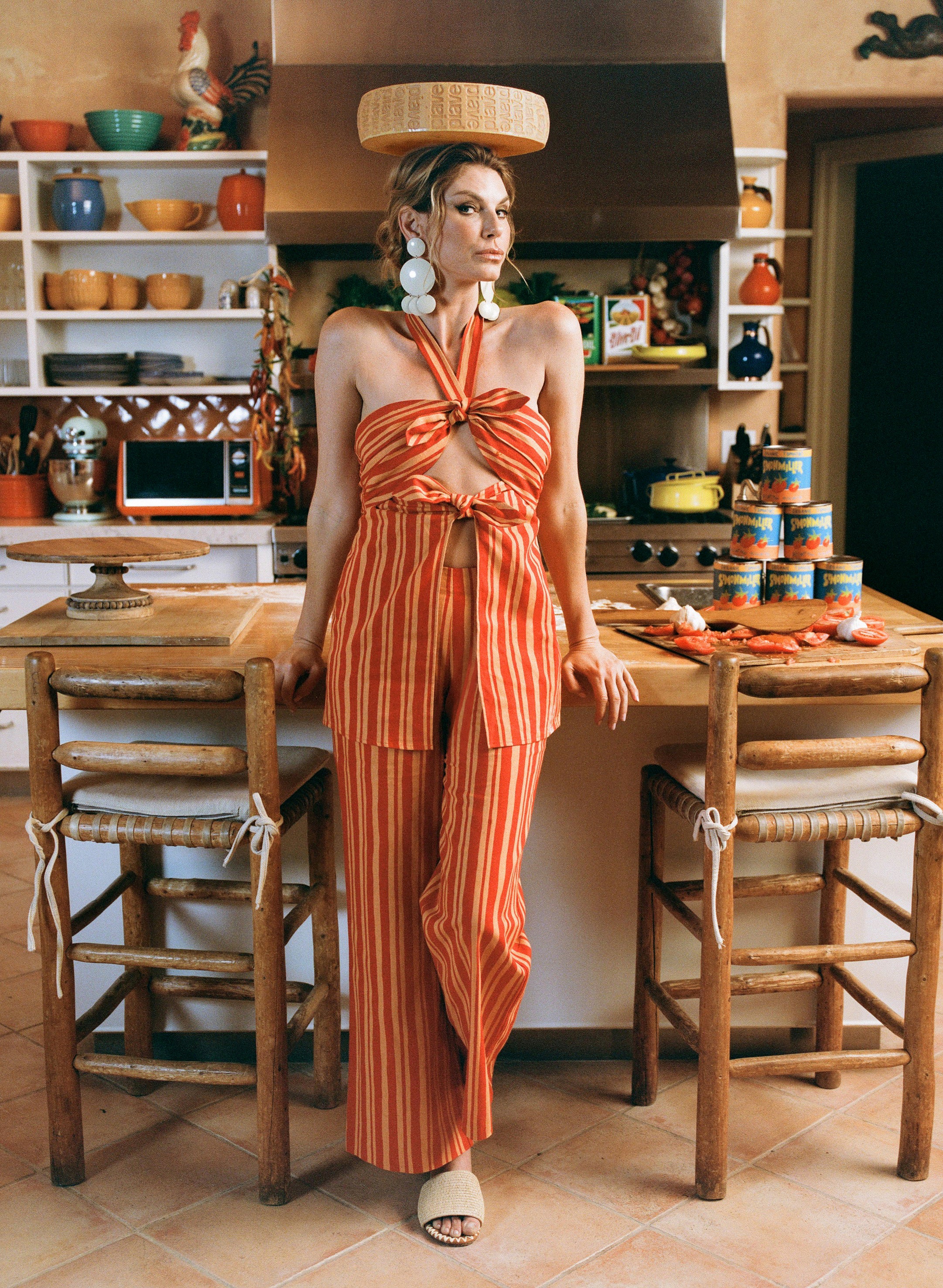 Simon Miller Lure Linen Top - Retro Red Orange Stripe
