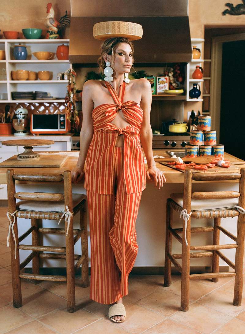 Simon Miller Lure Linen Top - Retro Red Orange Stripe