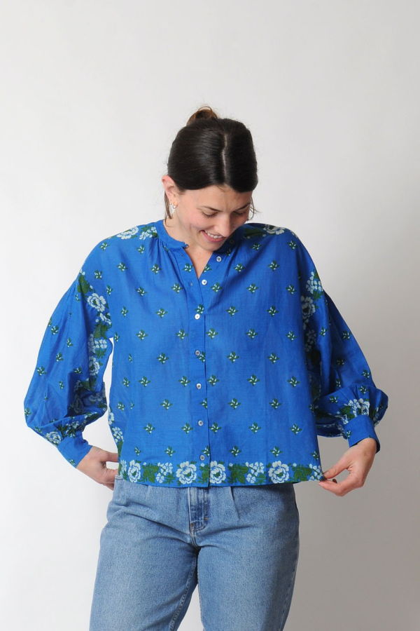 Moismont Viviane Blouse - Patchwork Blue Worker