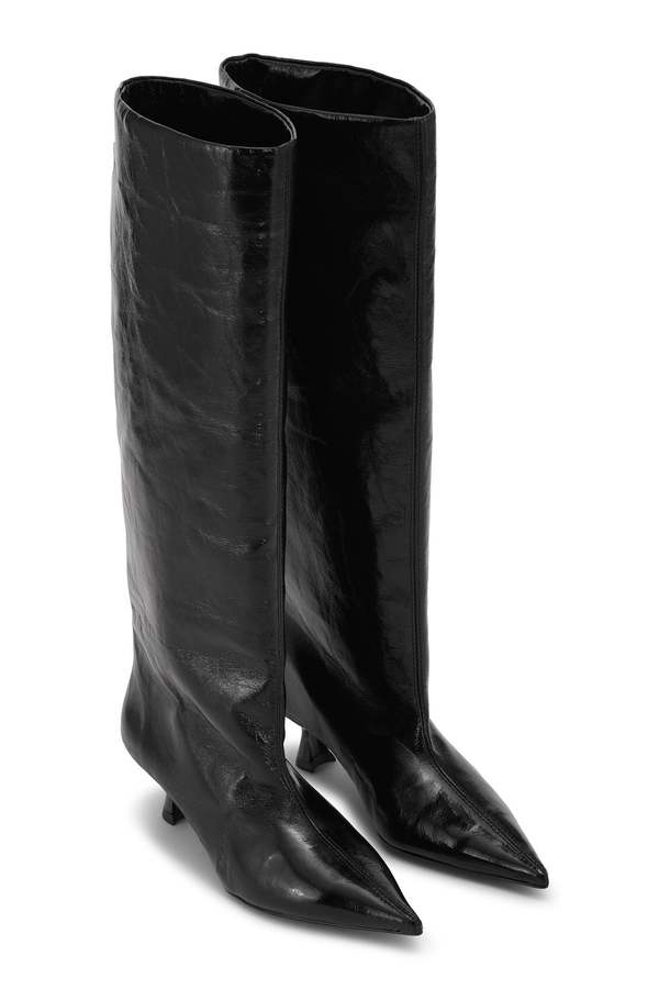 Ganni Soft Slouchy High Shaft Boot - Black Naplack | Garmentory
