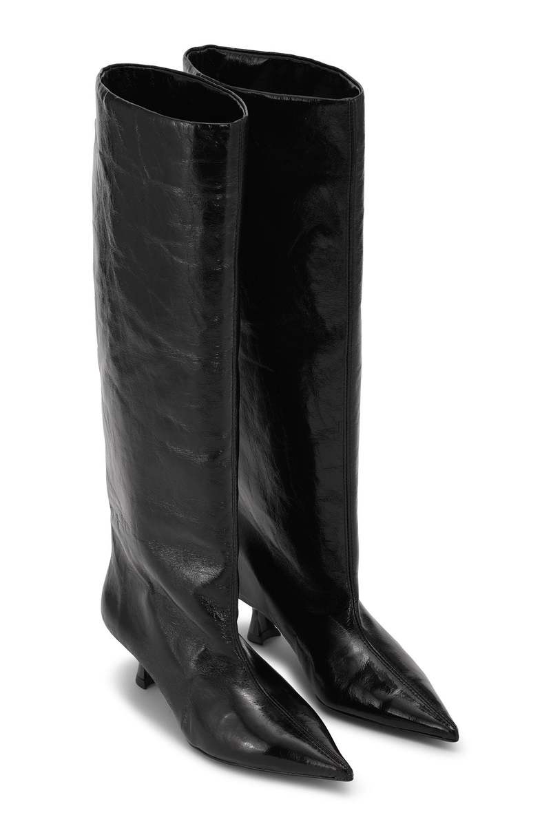 Ganni Soft Slouchy High Shaft Boot - Black Naplack | Garmentory