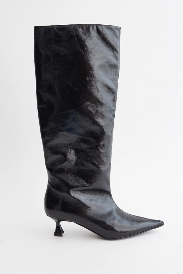 Ganni Soft Slouchy High Shaft Boot - Black Naplack | Garmentory