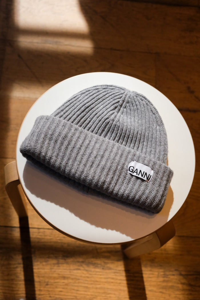Ganni Structured Rib Beanie - Paloma Melange | Garmentory
