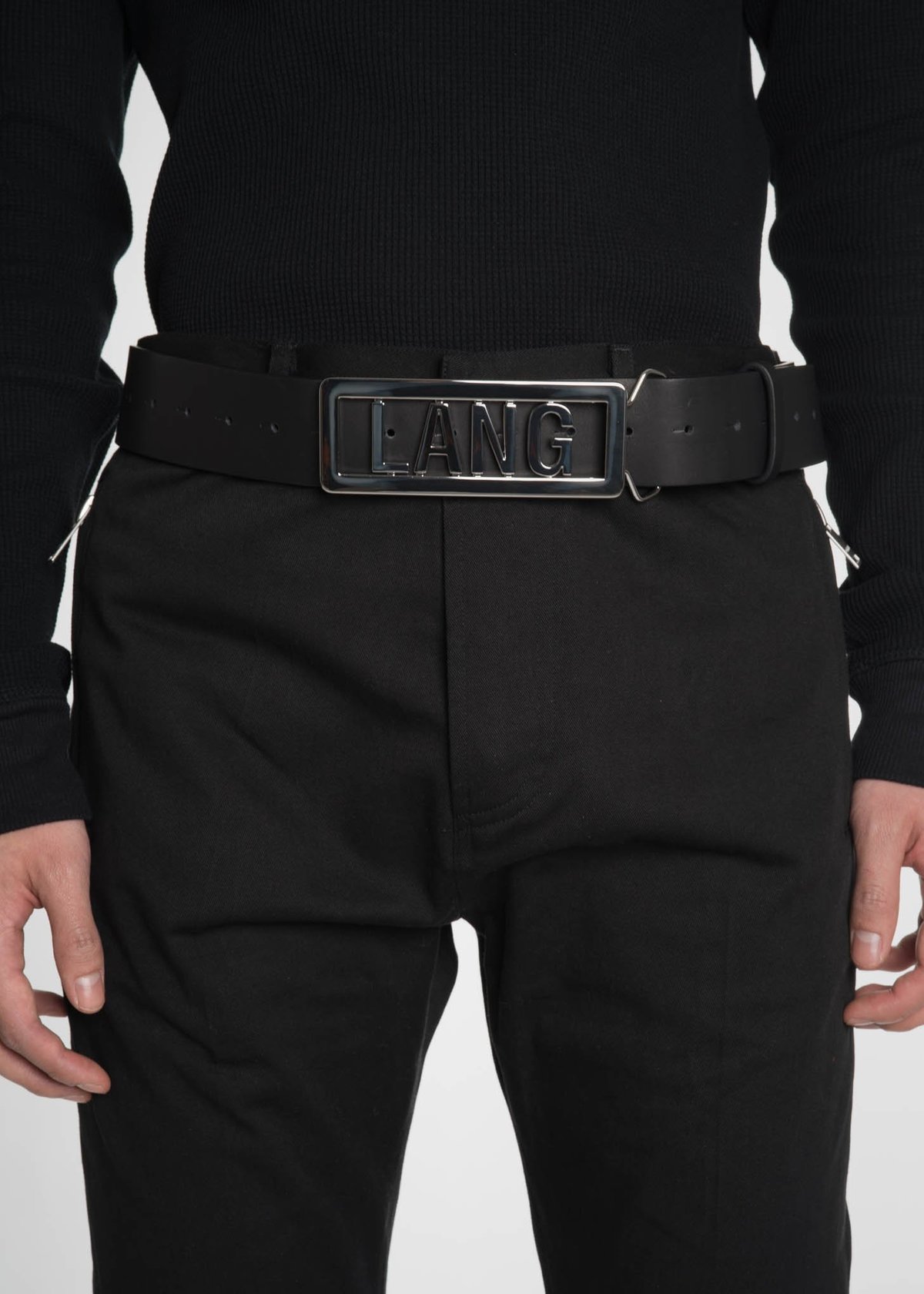 Helmut Lang black leather belt 1998 Helmut Lang Metal Chain Leather Roller Belt  main image 4