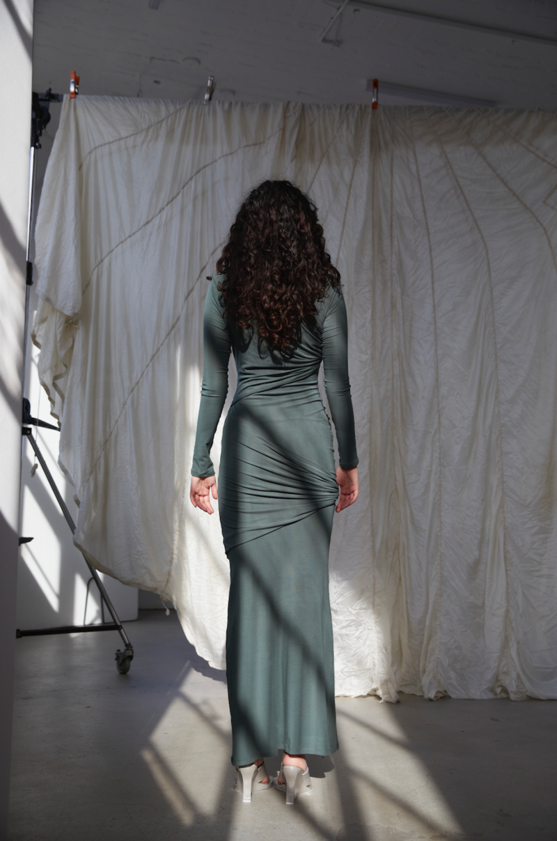 PARIS GEORGIA Aria Dress - Olive | Garmentory PARIS GEORGIA Aria Dress - Olive | Garmentory