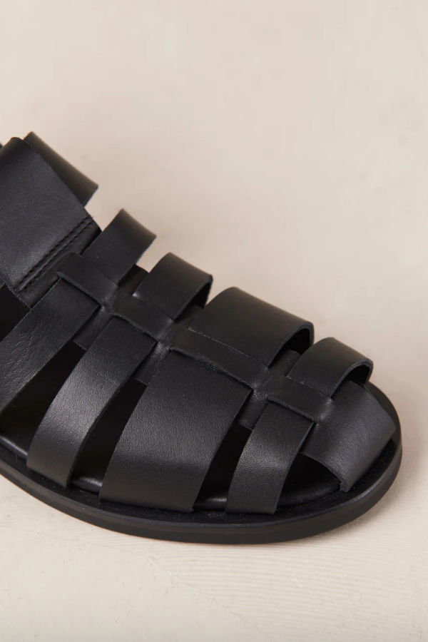 Perry - Black Leather Sandals