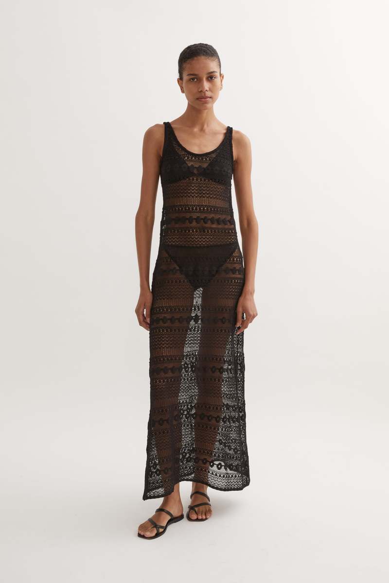 Hyde & Stone Sigrid Laced Slip Dress - Black | Garmentory