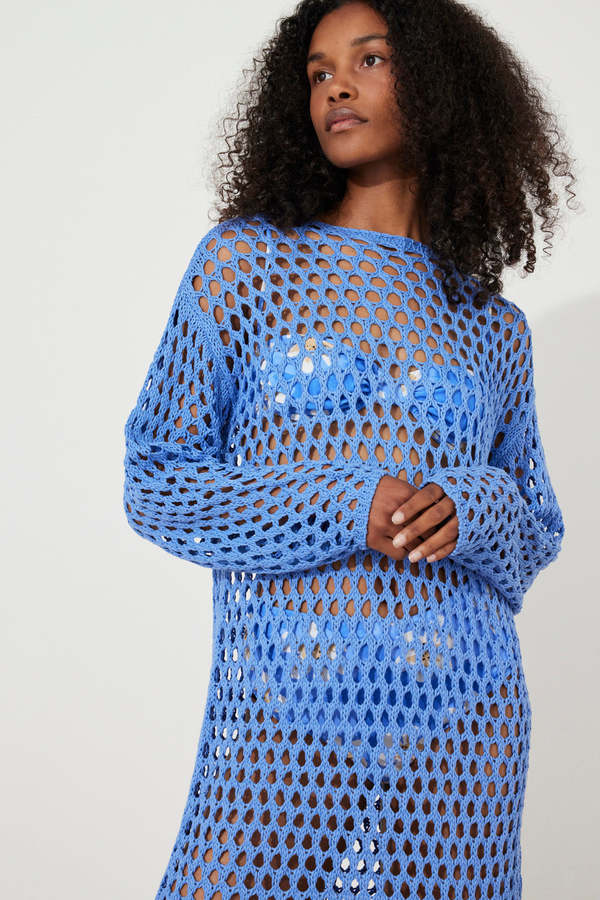 white christmas dresses Crochet Lattice Knit Mini Dress main image 0