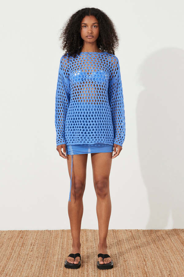 ZULU&ZEPHYR/ズールーアンドゼファー CROCHET TOP Zulu & Zephyr Crochet Knit Top - Sky | Garmentory