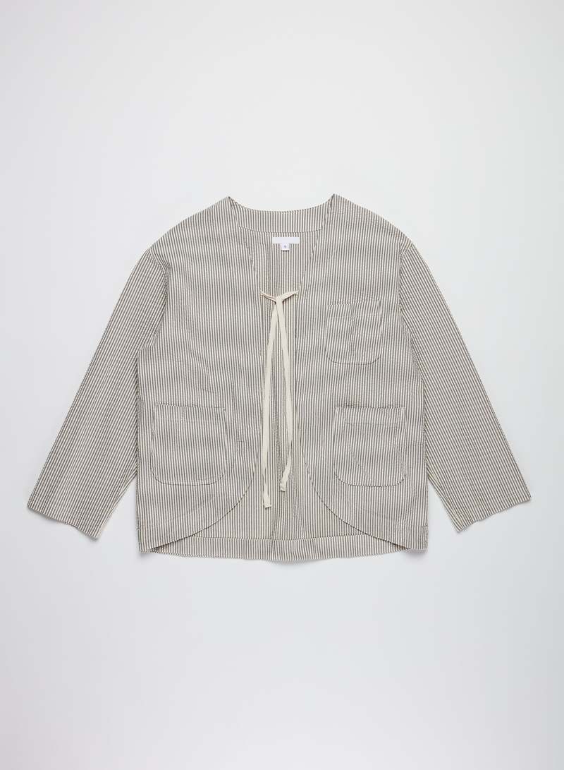 ジャケット・アウター engineered garments cutaway jacket Engineered Garments Cutaway Cotton Seersucker Jacket - Navy
