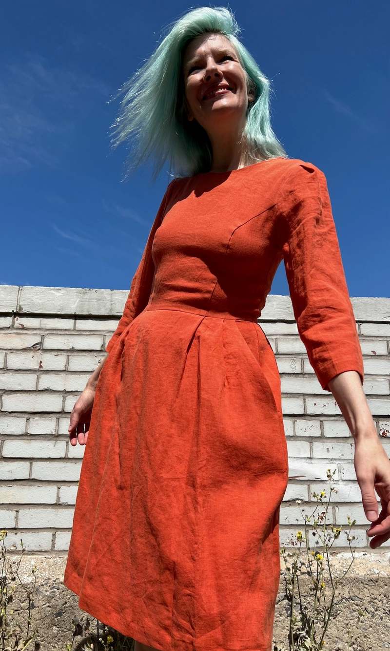 Birds of North America Whistling Snipe Dress - Persimmon