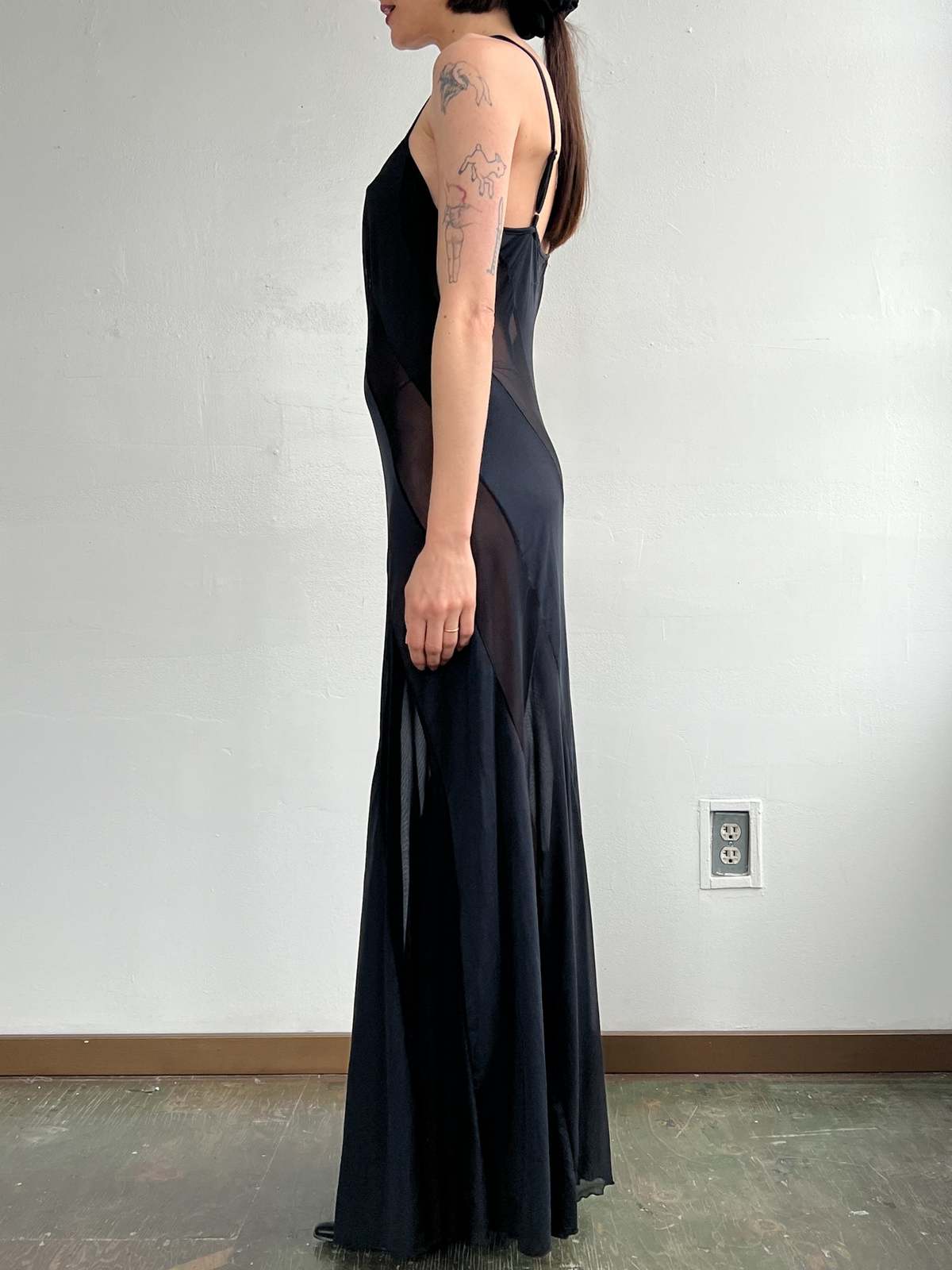 Vintage Sheer Spiral Slipdress - Black | Garmentory