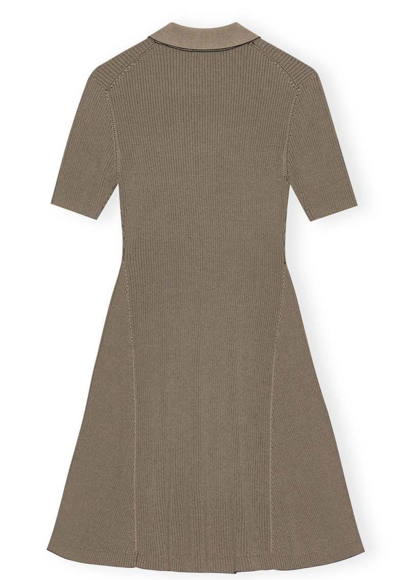 Ganni Melange Knit Short Sleeve Mini Dress - Safari | Garmentory