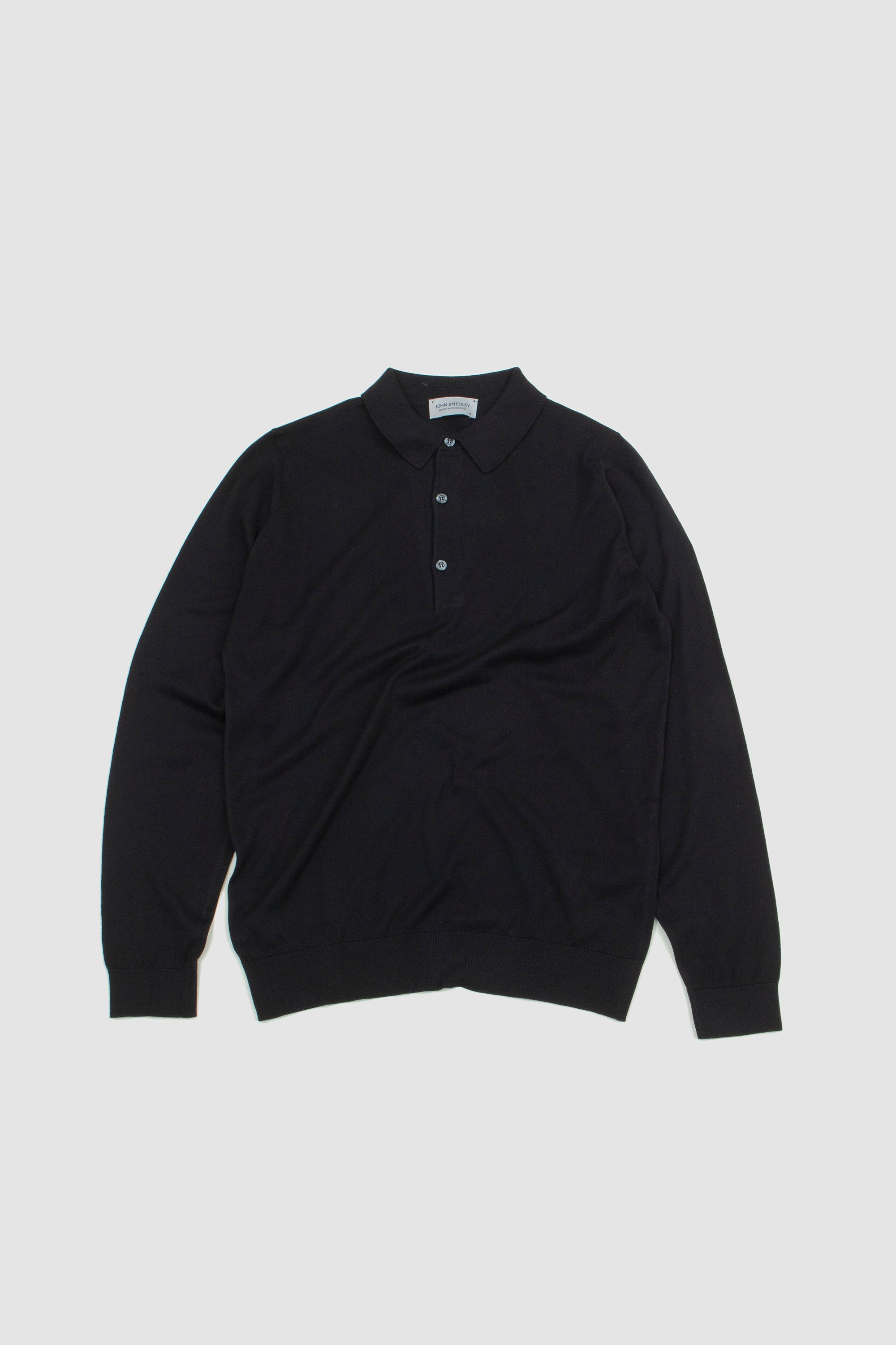 Tシャツ・カットソー JOHN SMEDLEY BRADWELL LONG SLEEVES SHIRT (BRADWELL BLACK) John Smedley Bradwell LS Shirt - Black | Garmentory