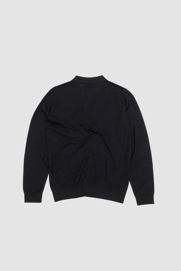 Tシャツ・カットソー JOHN SMEDLEY BRADWELL LONG SLEEVES SHIRT (BRADWELL BLACK) John Smedley Bradwell LS Shirt - Black | Garmentory