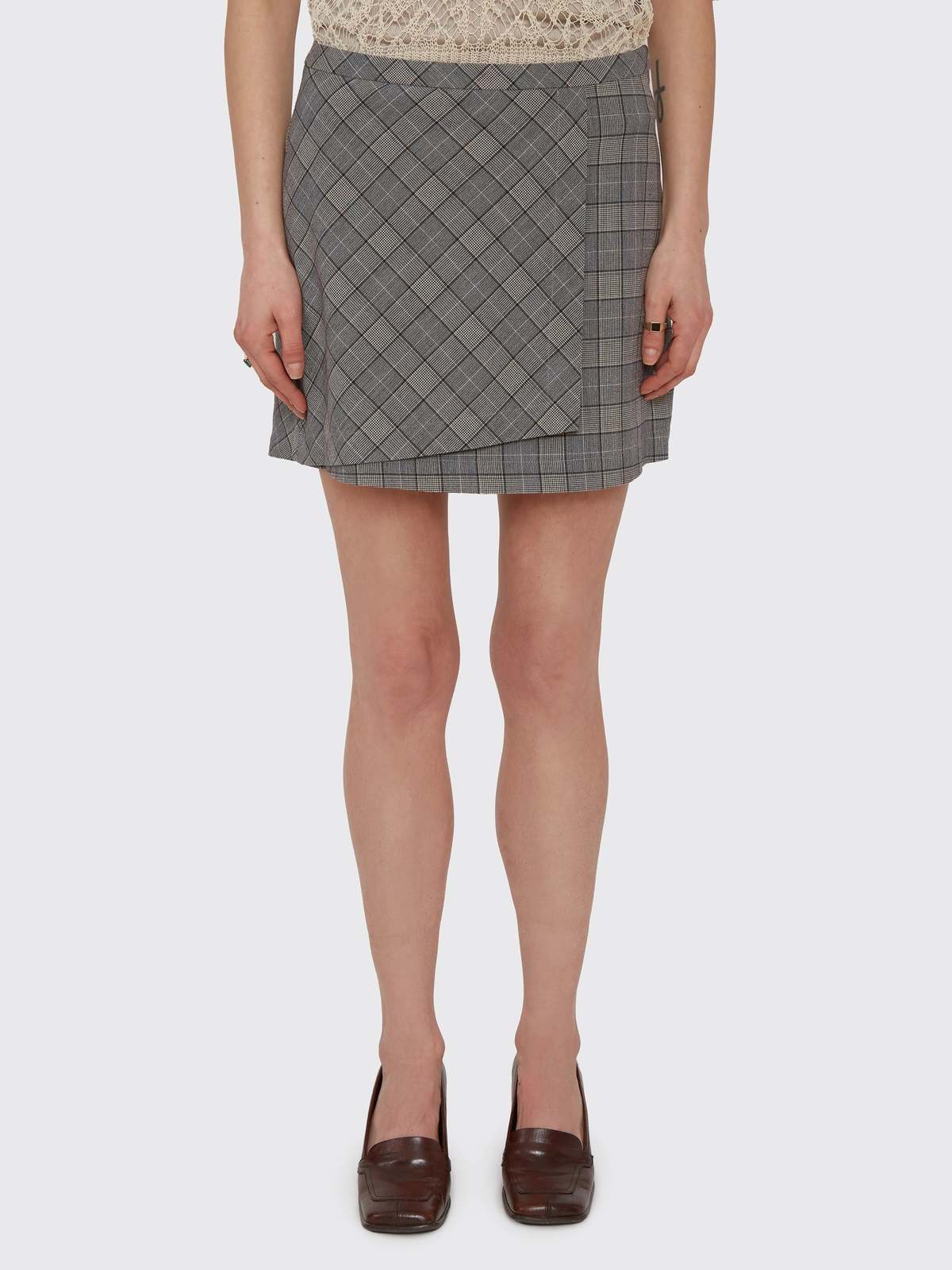 ミニスカート GANNI CHECK WOOL MINI SKIRT Ganni Check Wool-Blend Wrap Miniskirt | Saks Fifth Avenue