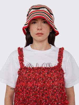 Ganni Cotton Crochet Bucket Hat - Racing Red | Garmentory
