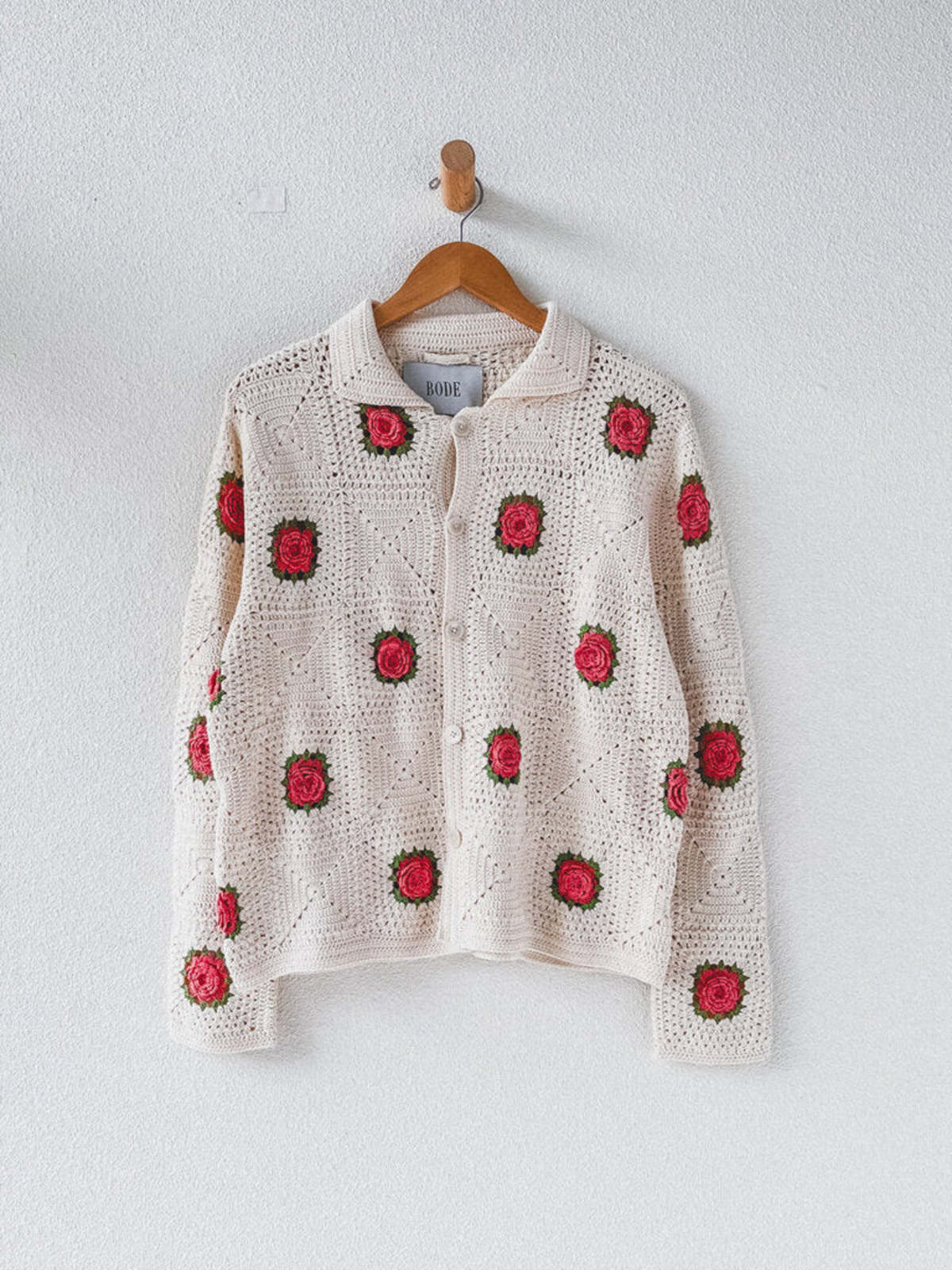 BODE crochet rosette cardigan