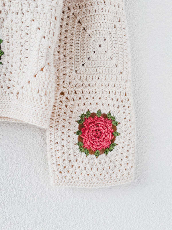 BODE COTTON CROCHET ROSETTE CARDIGAN - Cream | Garmentory