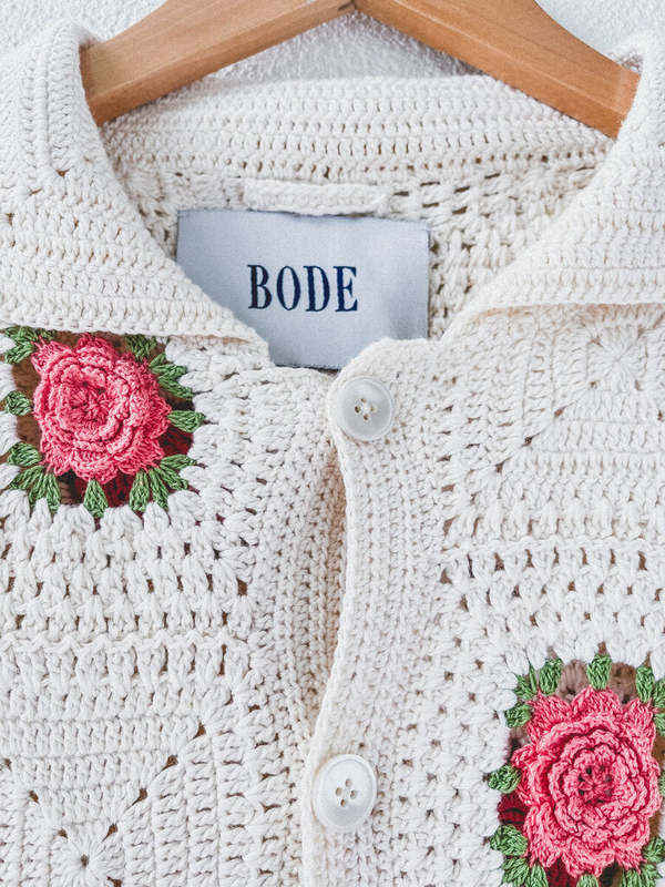 トップス BODE crochet rosette cardigan BODE COTTON CROCHET ROSETTE CARDIGAN - Cream | Garmentory