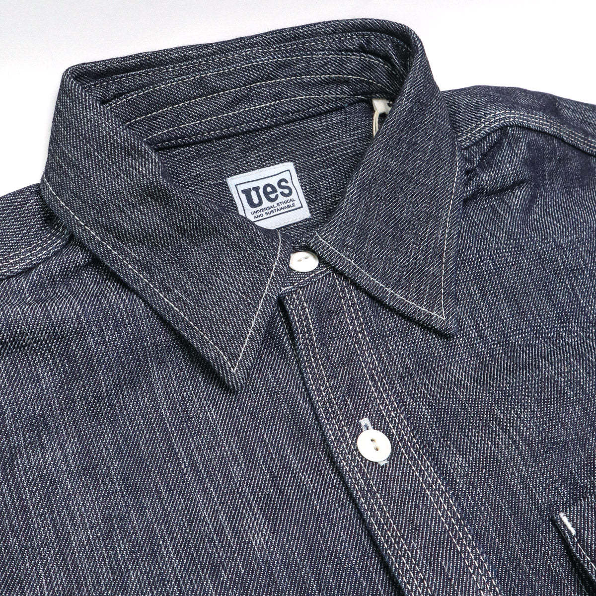 トップス UES indgo denim shirt en UES 11.4oz Indigo Double Weave Shirt