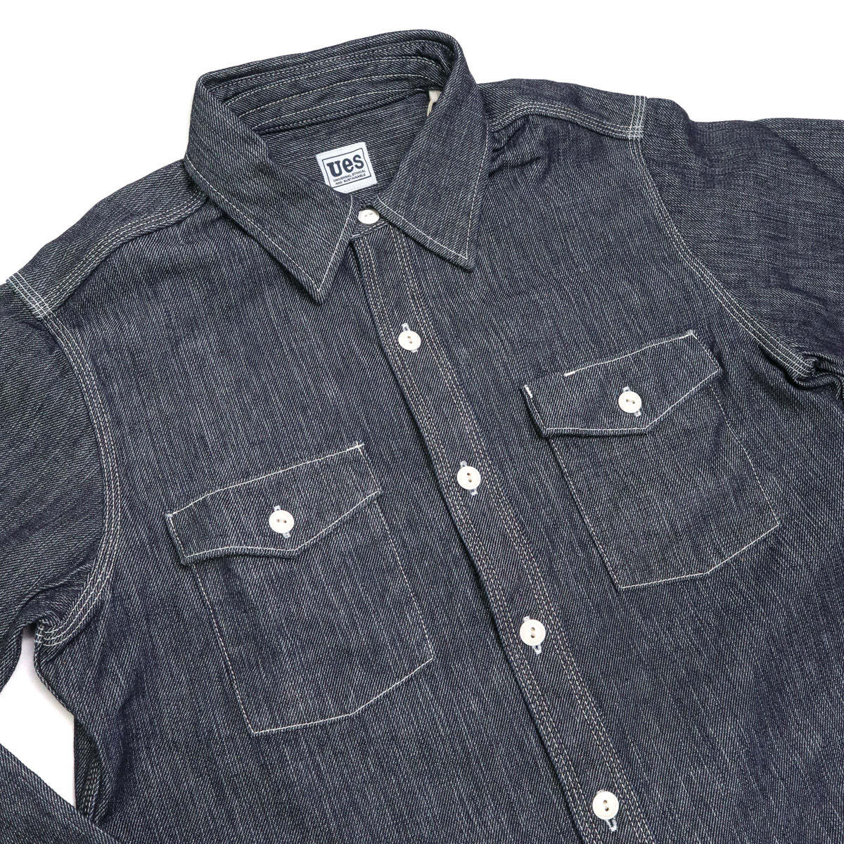 トップス UES indgo denim shirt en UES-11-4oz-Indigo-Double-Weave