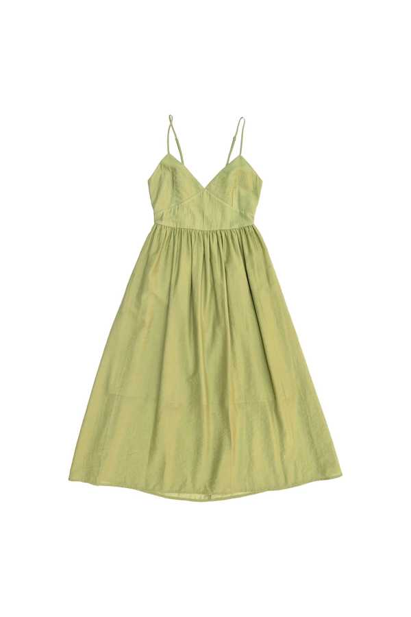 Ali Golden Tie Back Midi Dress - Muted Lime | Garmentory