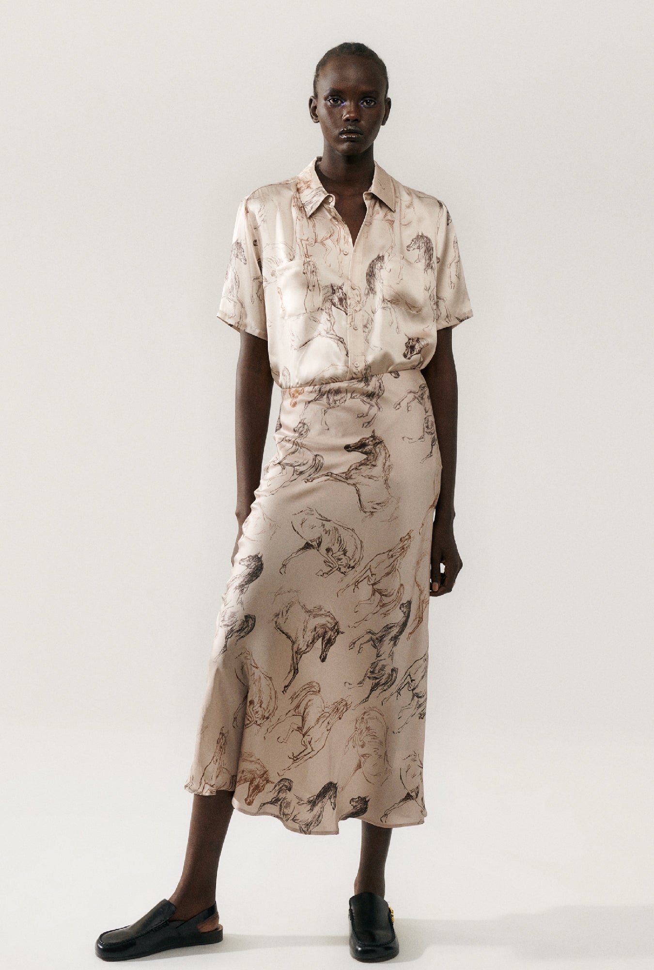 Silk Laundry LONG BIAS CUT SKIRT - WILD HORSES | Garmentory