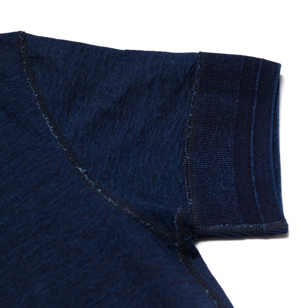 SS-5397-D Indigo Rib Sleeve Henley Neck T-Shirt - Deep Indigo