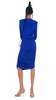 Norma Kamali Long Sleeve V-Neck  Shirred Dress with Shoulder Pads - Electric Blue - Thumbnail 4