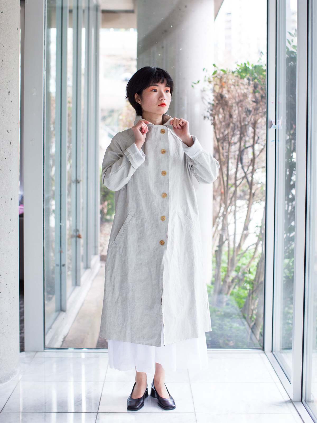 H+ HANNOH WESSEL ホワイト　ロングコート　36 H+ Hannoh Wessel Maya Coat - Natural | Garmentory