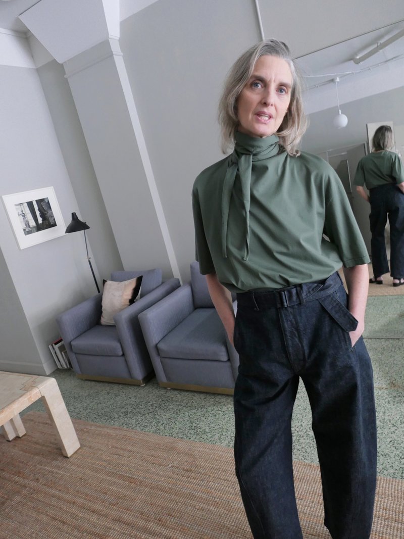 Lemaire T SHIRT WITH FOULARD - SMOKY GREEN | Garmentory