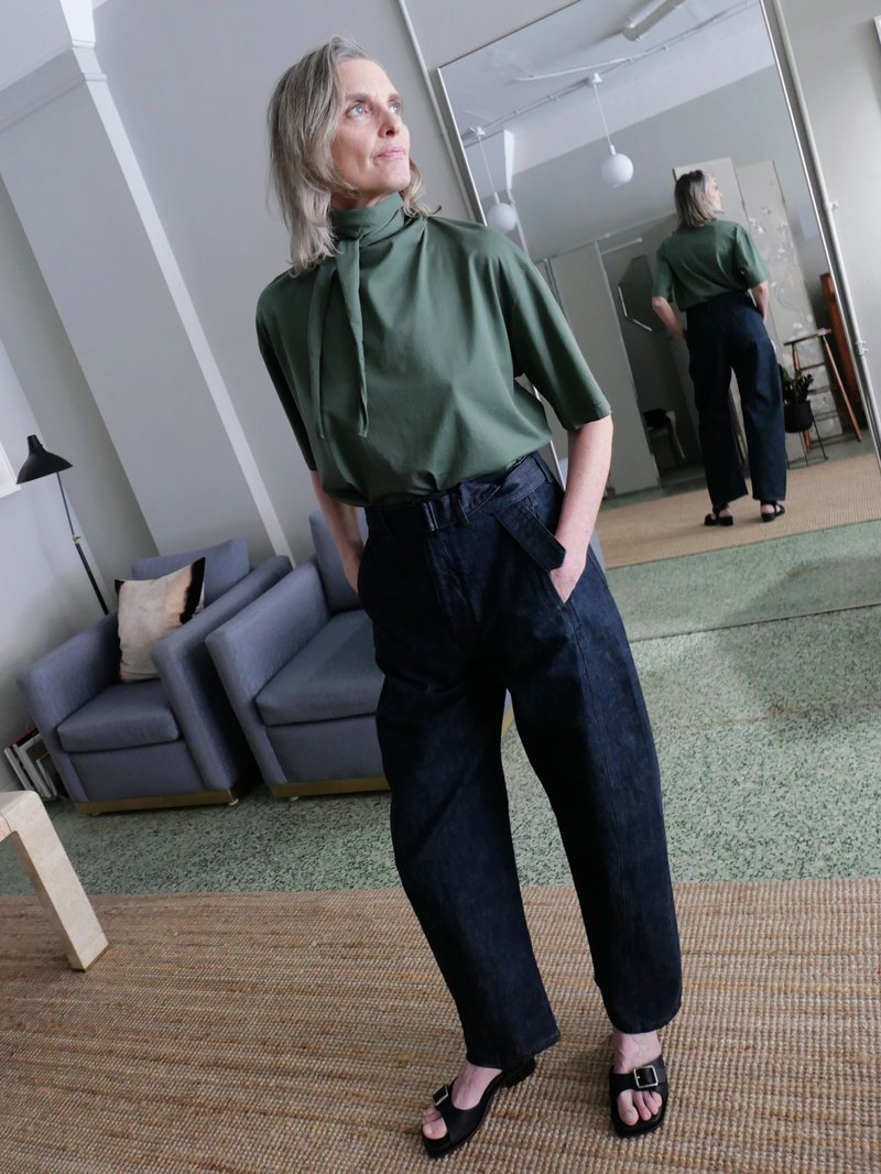 Lemaire TWISTED BELTED PANT - INDIGO DENIM | Garmentory