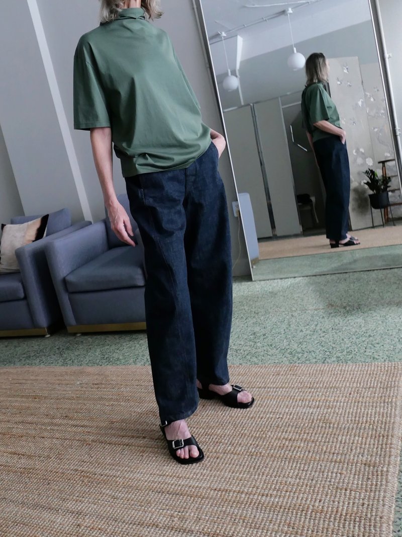 パンツ LEMAIRE IndigoDenim belted twisted pants Lemaire Twisted Belted Pants - Denim Indigo | Garmentory