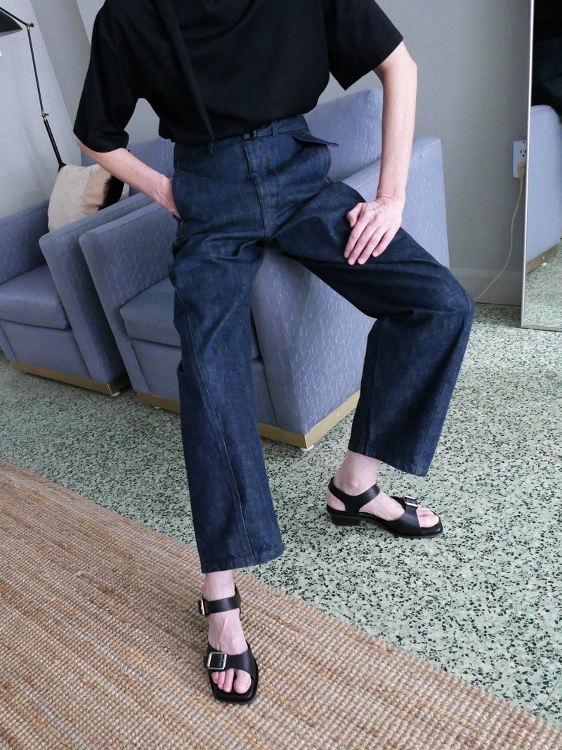 Lemaire TWISTED BELTED PANT - INDIGO DENIM | Garmentory
