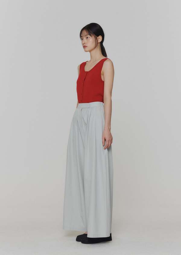 AMOMENTO SHIRRING BANDING PANTS - LIGHT GREY/BLACK | Garmentory