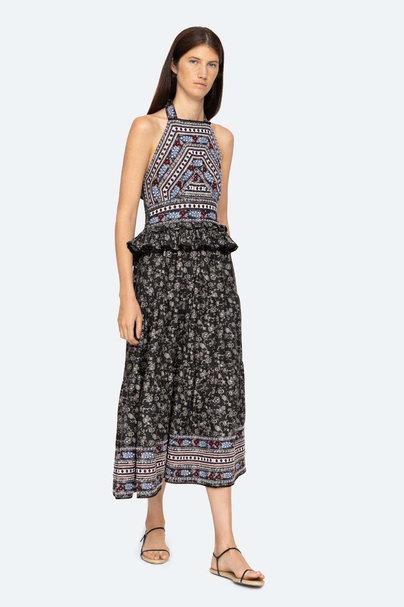 Sea NY Everly Embroidery Halter Neck Dress